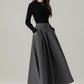 Copy of Gray Wool Skirt, A Line Maxi Skirt 4497