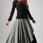 Gray linen skirt woman maxi skirt custom made layered long skirt 0868#