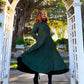 Dark Green Swing Wool Coat women 4891