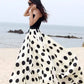 maxi black and white polka dot chiffon skirt 4438