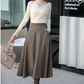 Brown Midi wool Skirt, Houndstooth Wool Skirt 4131