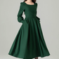 Green wool dress, Long wool dress 4492