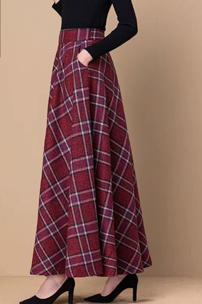 Maxi winter a line wool skirt 4639-3