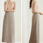 Wool Wrap Skirt, Beige Long Wool Skirt  3862