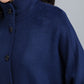 Women's Navy Wool Blend Cape – Button Front Winter Cloak with Structured Collar 2486