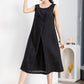 Black Sleeveless Linen Dress 4241