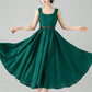 Green Linen Dress with Removable Straps 6075 - XS #yy04656