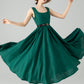 Green Linen Dress with Removable Straps 6075 - XS #yy04656