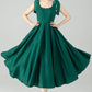 Green Linen Dress with Removable Straps 6075 - XS #yy04656
