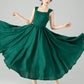 Vintage Inspired Green Linen Dress 6076