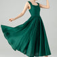 Vintage Inspired Green Linen Dress 6076