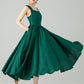 Vintage Inspired Green Linen Dress 6076