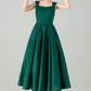 Vintage Inspired Green Linen Dress 6076