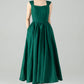 Vintage Inspired Green Linen Dress 6076