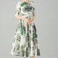 Floral Linen Swing Midi dress 6077