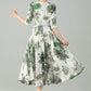 Floral Linen Swing Midi dress 6077