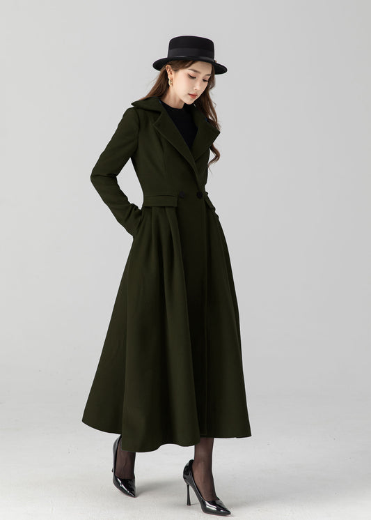 Vintage inspired long wool coat 5505