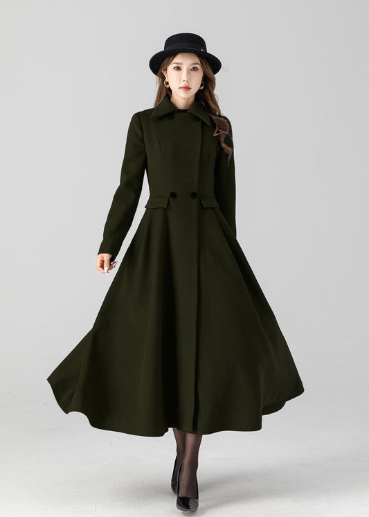 Vintage inspired long wool coat 5505