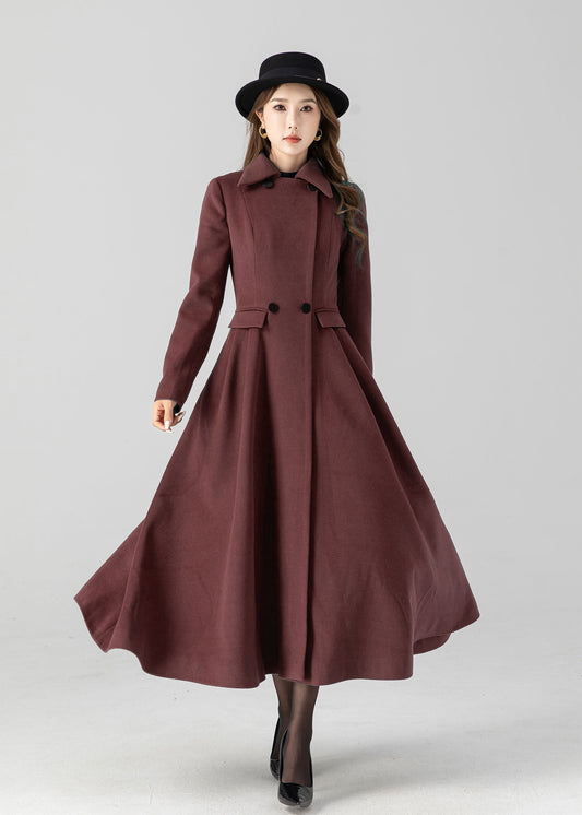 Vintage inspired long wool coat 5506