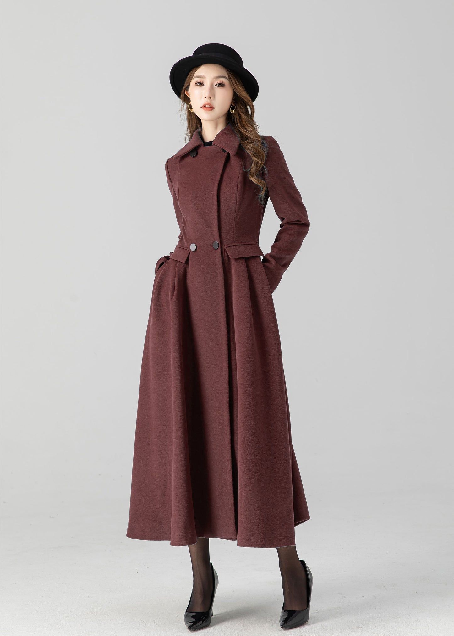 Vintage inspired long wool coat 5506