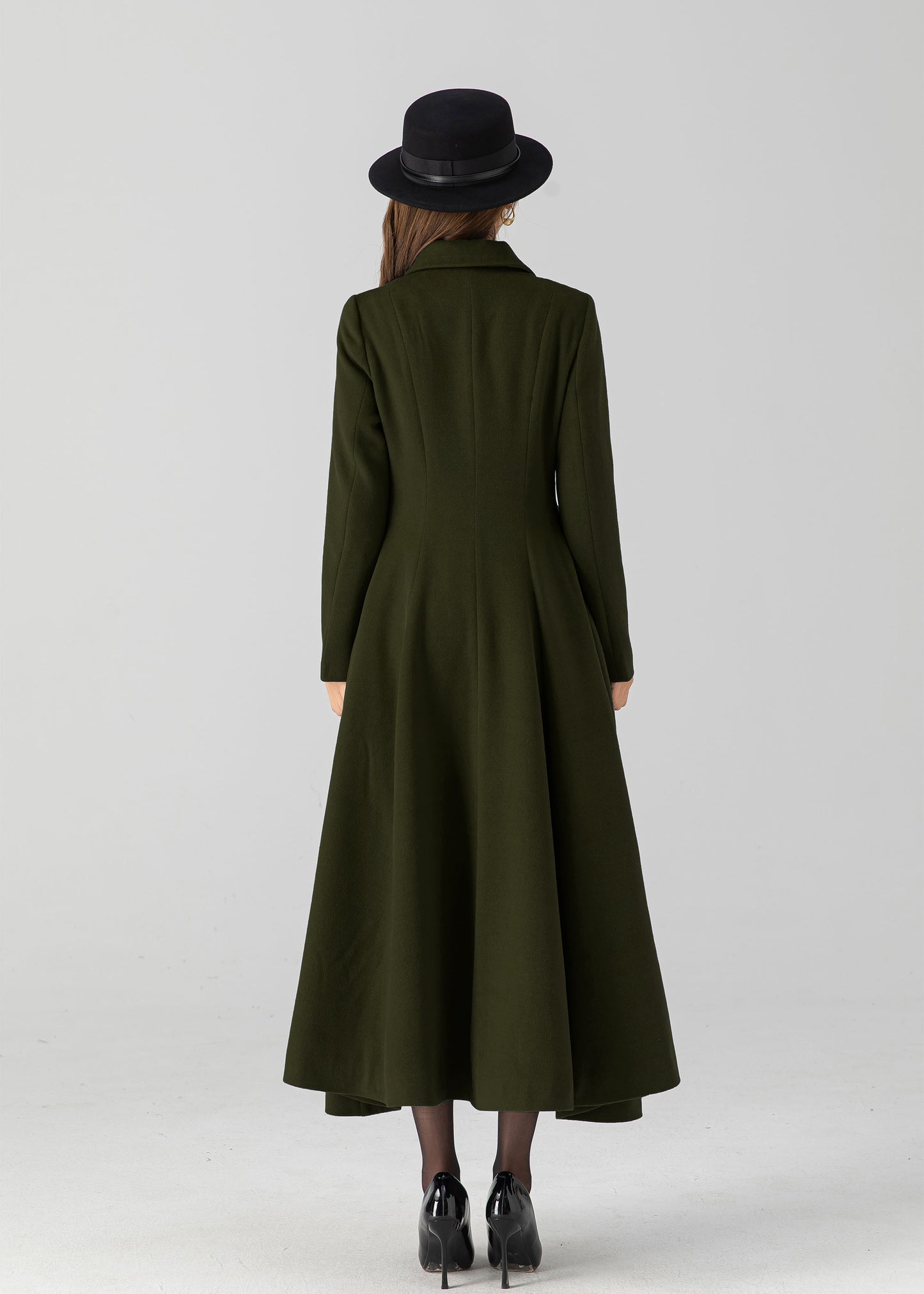 Vintage inspired long wool coat 5505