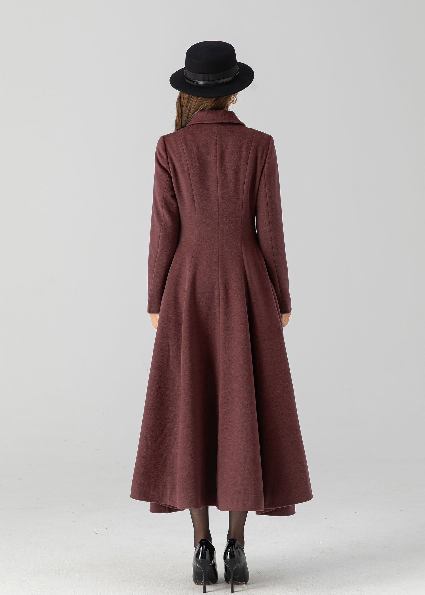 Vintage inspired long wool coat 5506