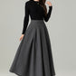 Gray Wool Skirt, A Line Maxi Skirt, Winter Skirt 4497