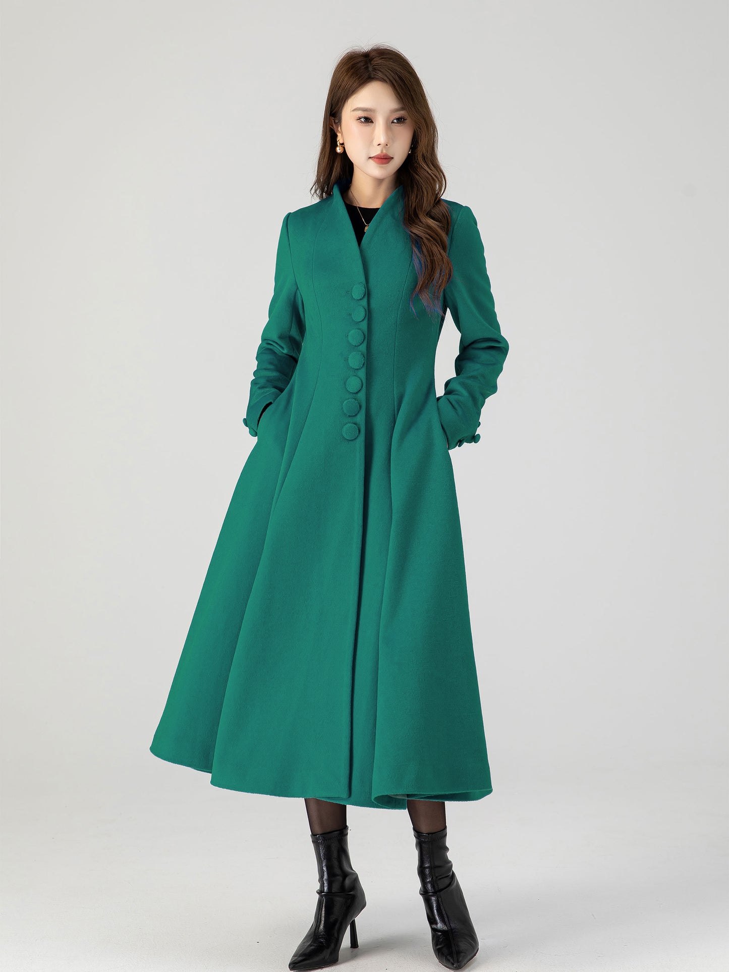 Warm swing midi wool winter coat 5430