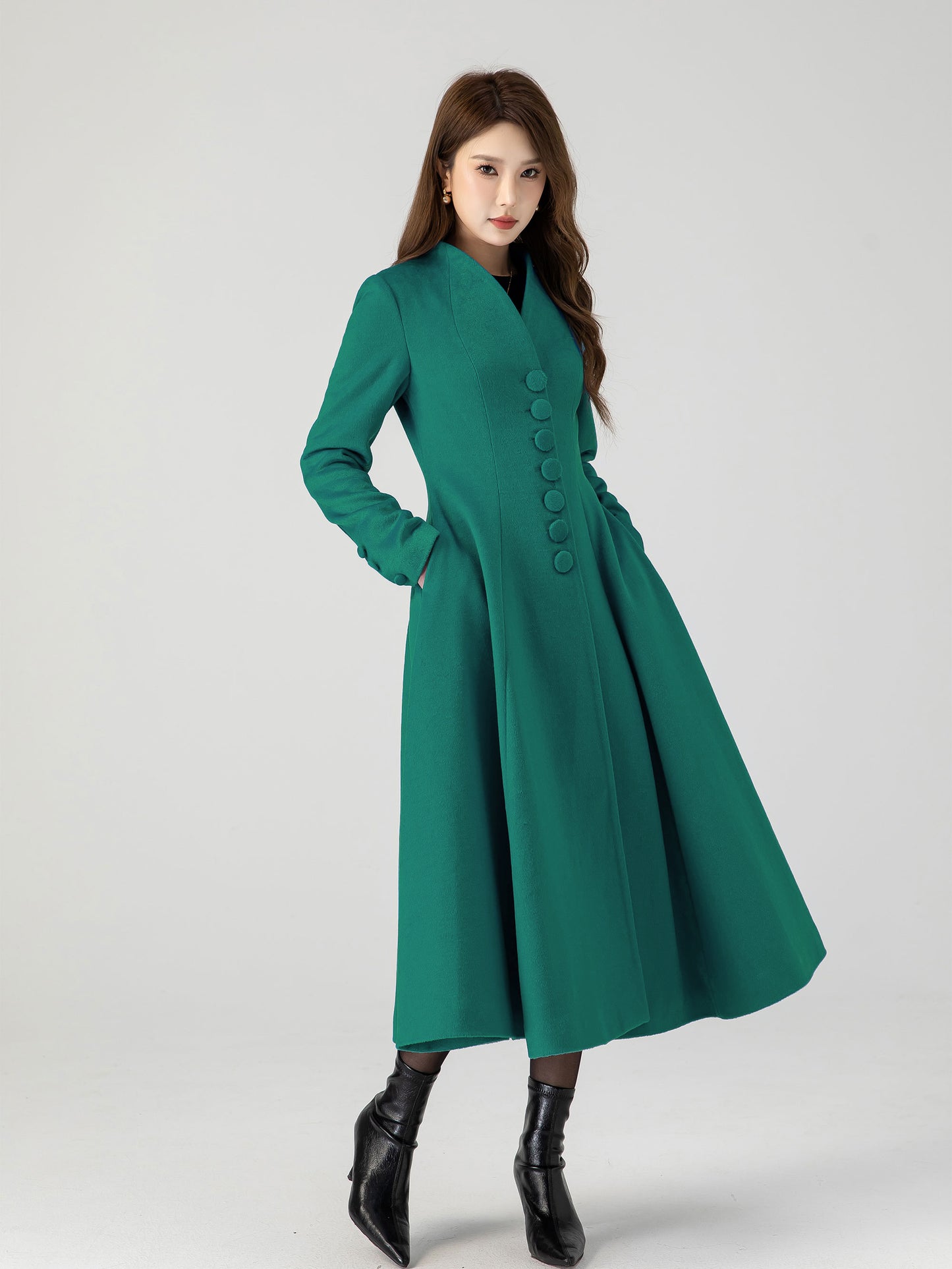 Warm swing midi wool winter coat 5430