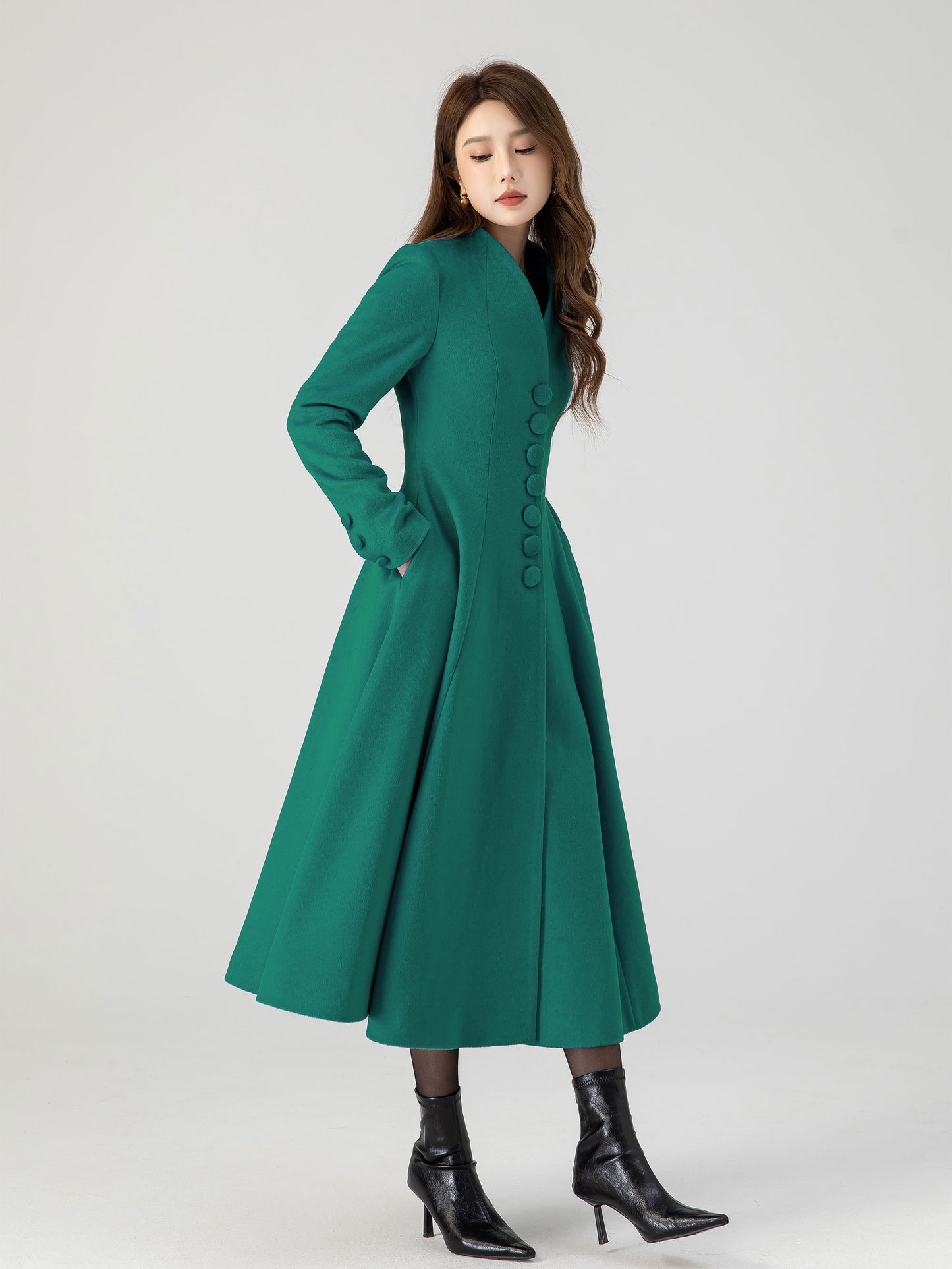 Warm swing midi wool winter coat 5430