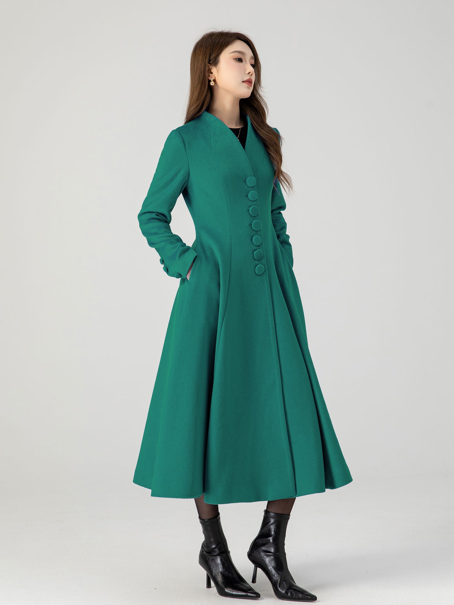 Warm swing midi wool winter coat 5430
