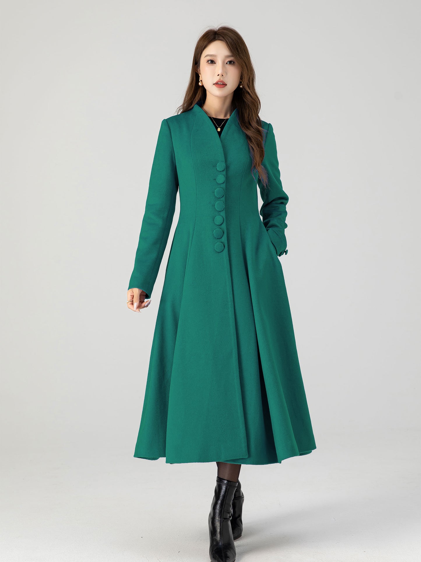 Warm swing midi wool winter coat 5430