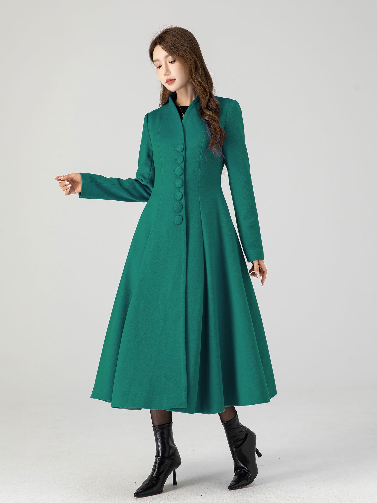 Warm swing midi wool winter coat 5430