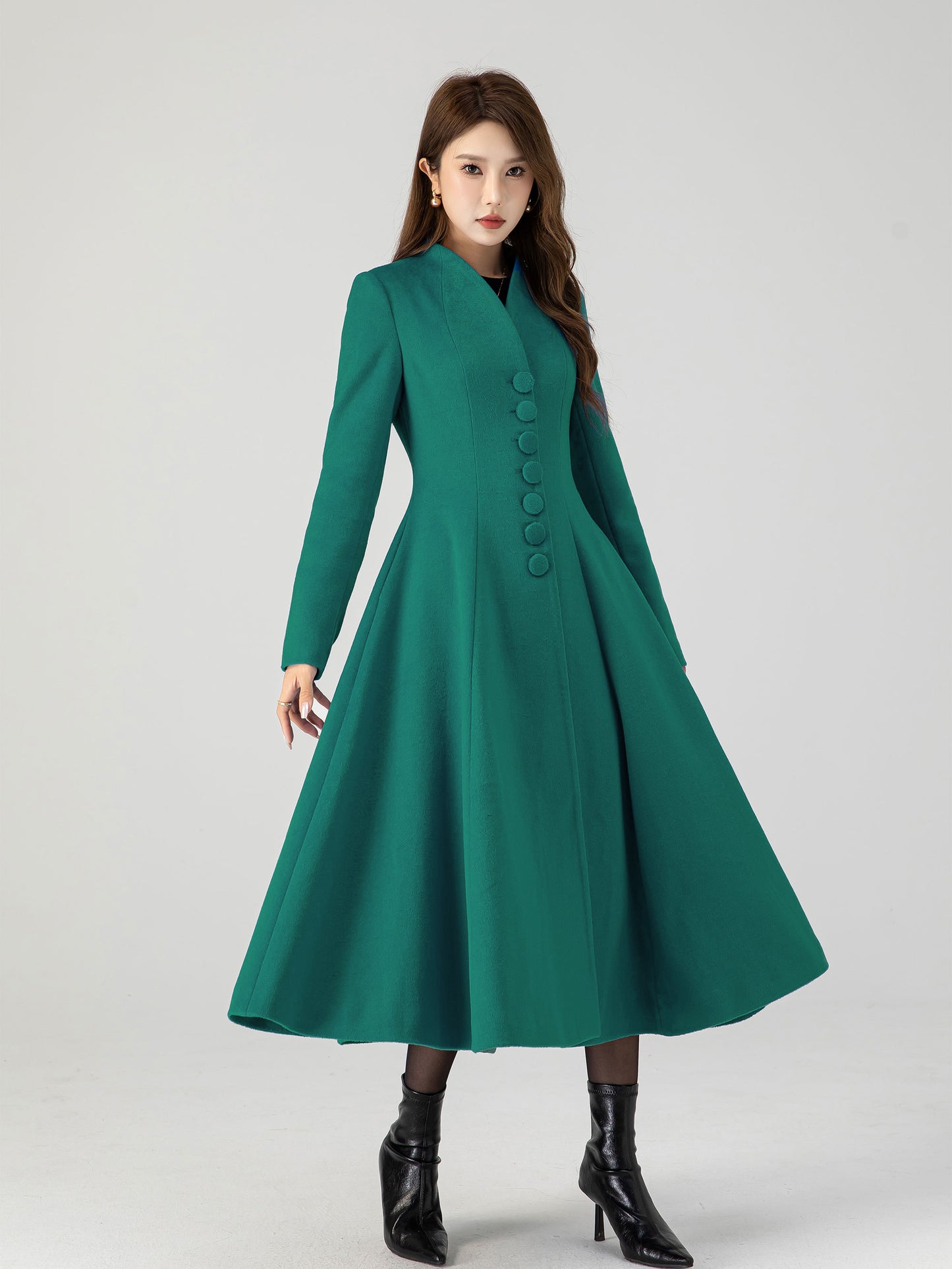 Warm swing midi wool winter coat 5430