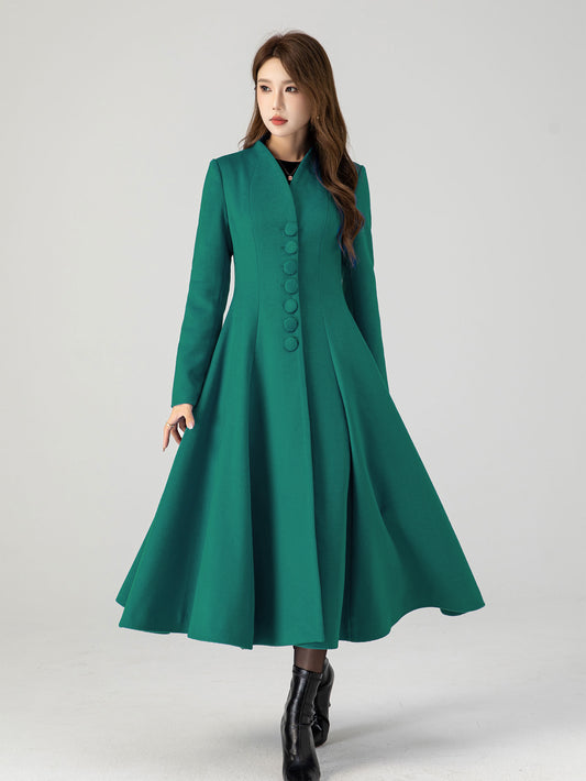 Warm swing midi wool winter coat 5430