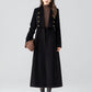 Black winter long wool coat women 4783
