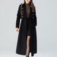 Black winter long wool coat women 4783