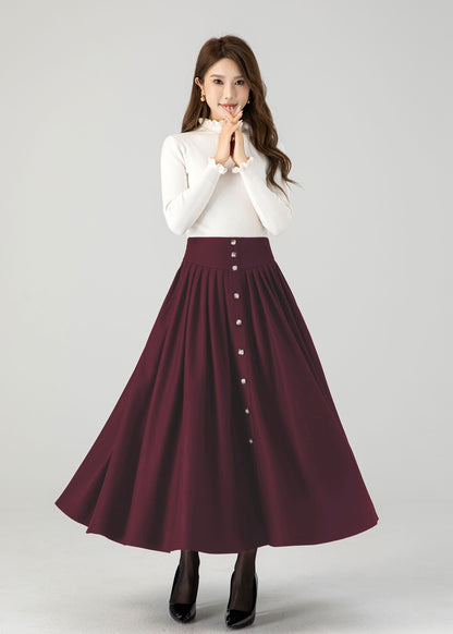 Swing long pleated wool skirt 5502