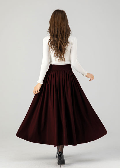 Swing long pleated wool skirt 5502