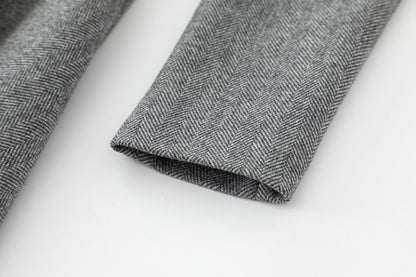 Wool Blend Fit and Flare Coat – Gray Double Breasted Coat with Pockets 5365
