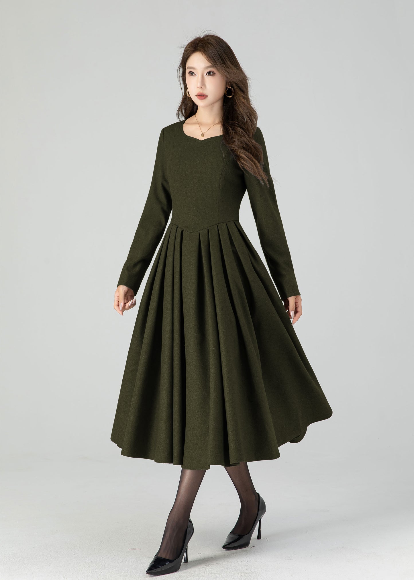 Fit and Flare Winter Wool Midi Dress 5501