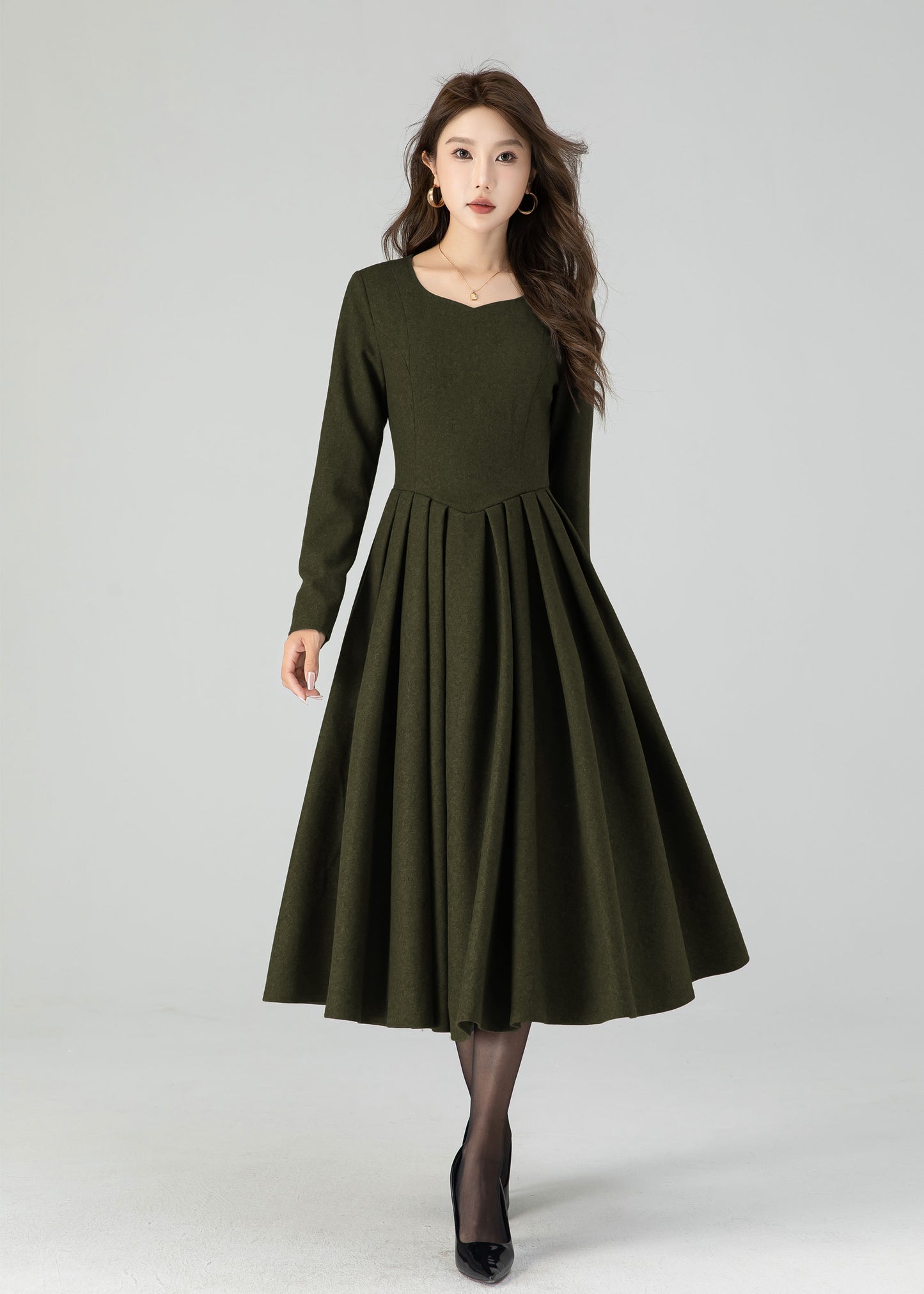 Fit and Flare Winter Wool Midi Dress 5501