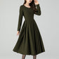 Fit and Flare Winter Wool Midi Dress 5501