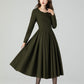 Fit and Flare Winter Wool Midi Dress 5501