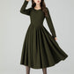 Fit and Flare Winter Wool Midi Dress 5501