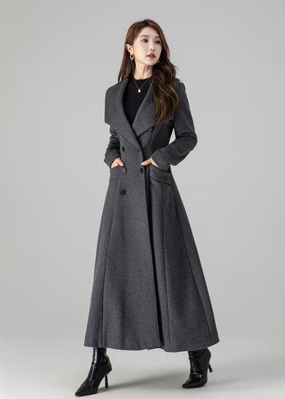 Elegant Wool Blend Maxi Coat – Handmade Double Breasted Winter Overcoat | Xiaolizi 4508