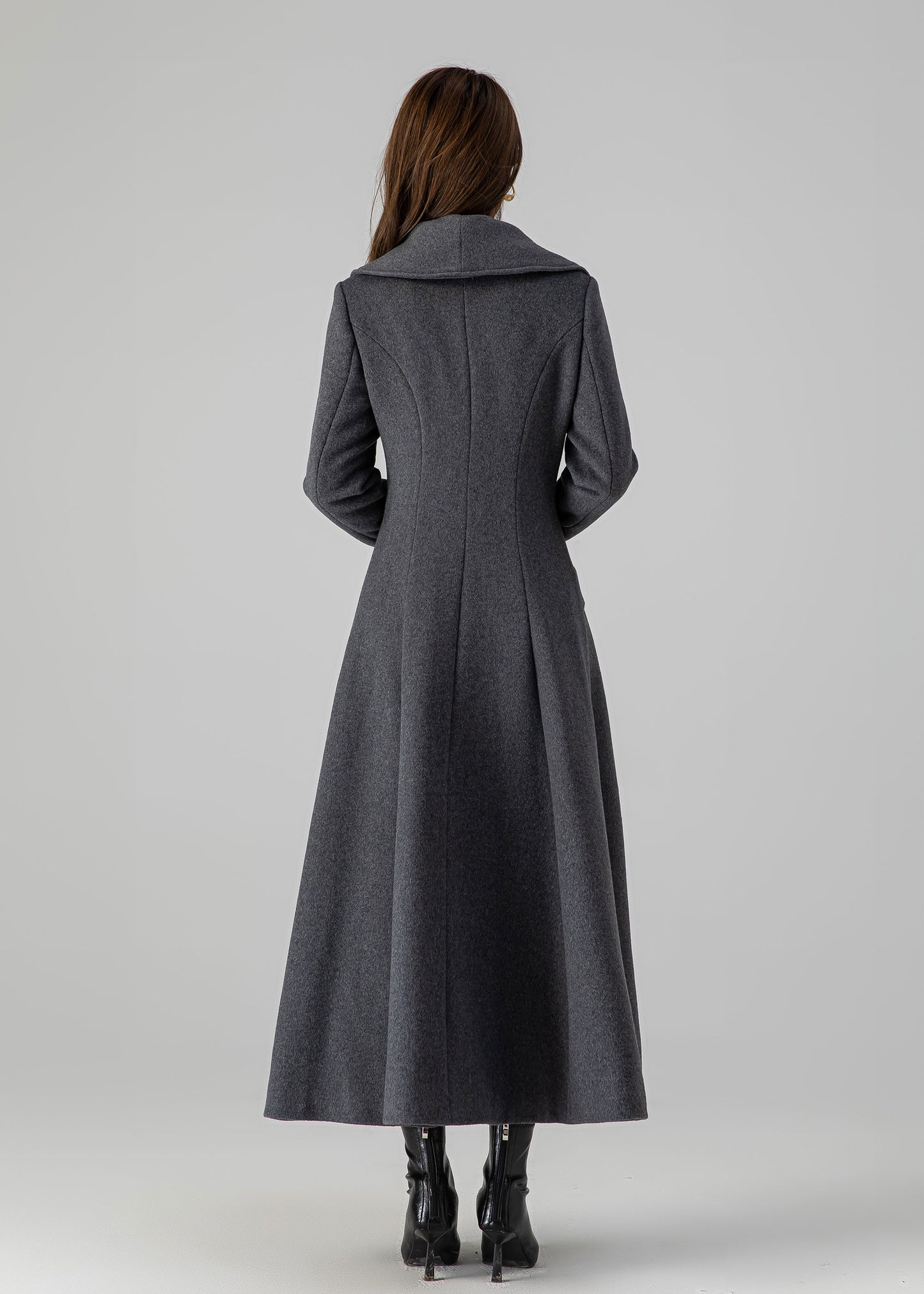 Elegant Wool Blend Maxi Coat – Handmade Double Breasted Winter Overcoat | Xiaolizi 4508