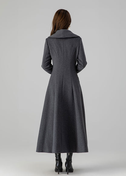 Elegant Wool Blend Maxi Coat – Handmade Double Breasted Winter Overcoat | Xiaolizi 4508