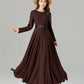 Women’s Chocolate Brown Linen Maxi Dress – Handmade Elegant Long Dress | Xiaolizi 5695