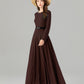 Women’s Chocolate Brown Linen Maxi Dress – Handmade Elegant Long Dress | Xiaolizi 5695
